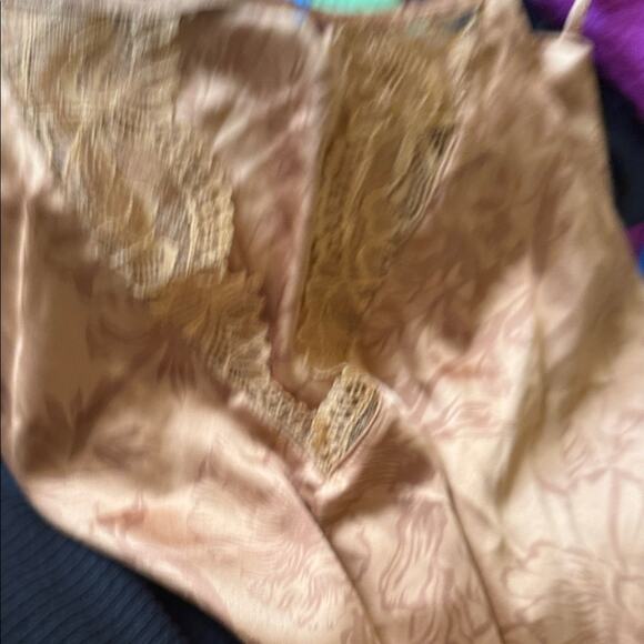 VNTG 90s satin and lace floral print midi slip dress M - Picture 3 of 6